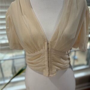Elegant Cream Sheer Blouse